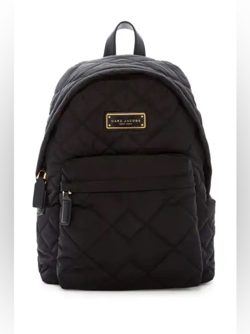 Marc Jacobs Black Quilted Logo Backpack with Gold Hardware medium